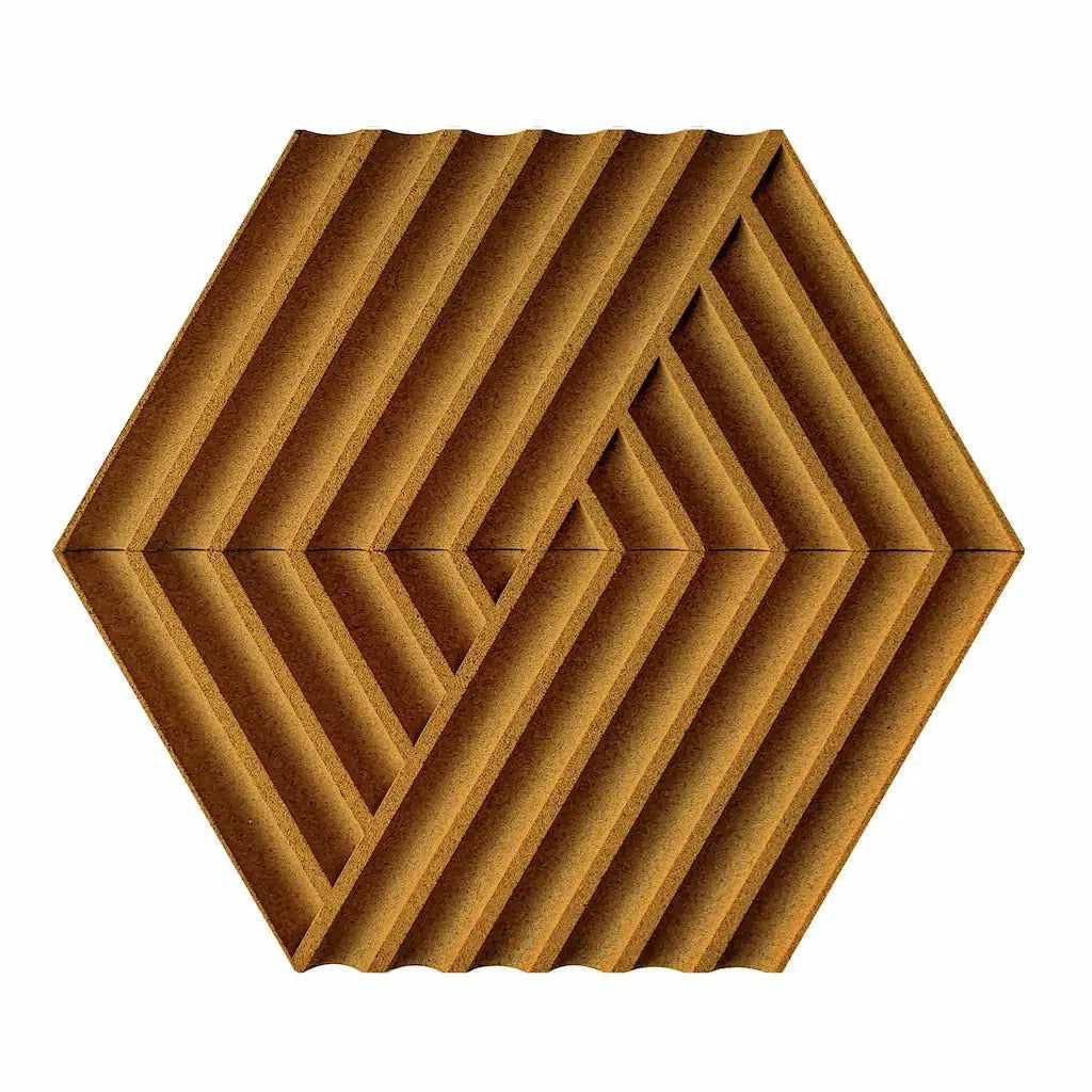 WEAVE 3D Cork Acoustic Wall Panels on white background YELLOW DecorMania.eu